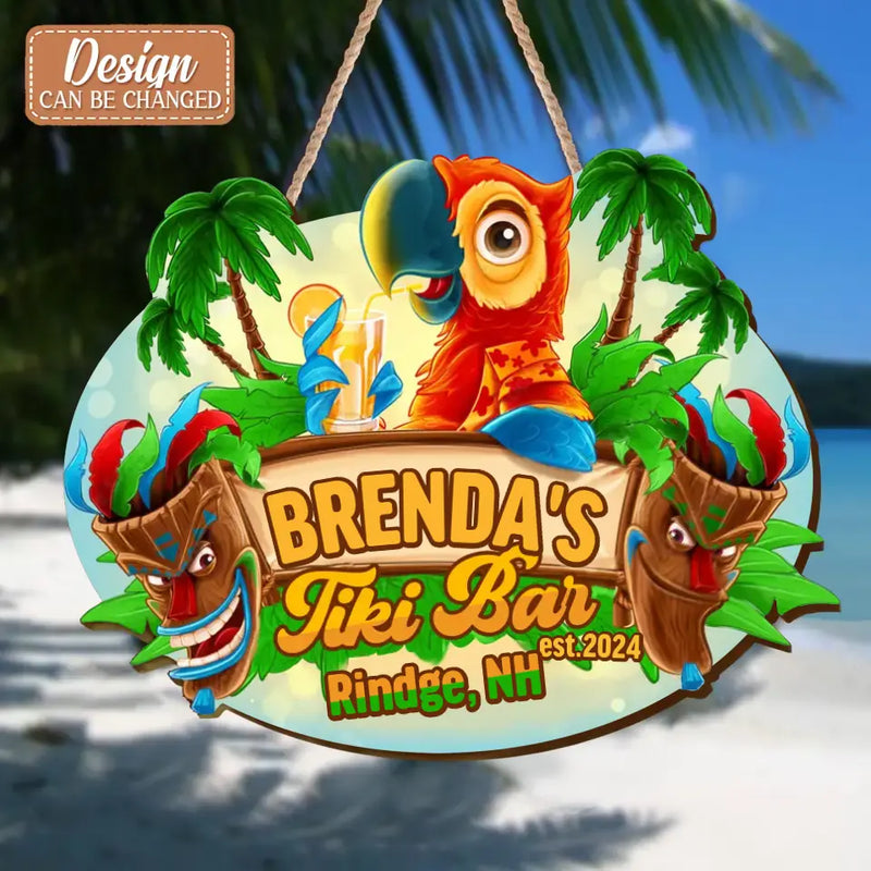 Personalized Tiki Bar Wooden Sign - Summer Gift Idea for Family