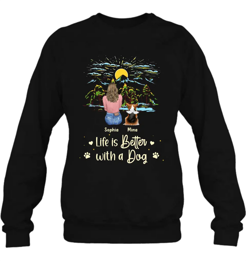 Personalized Pet Shirt/Hoodie - Up to 4 Dogs/Cats/Rabbits - Gift Idea For Pet Lover/Father's Day/Mother's Day - Life Is Better With Dogs