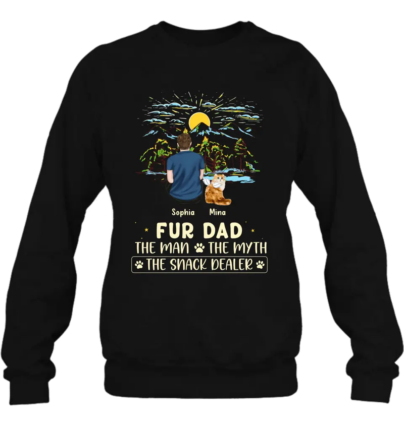 Personalized Cat Dad Shirt/Hoodie - Up to 4 Cats - Gift Idea For Father's Day/Cat Lover - Fur Dad The Man The Myth The Snack Dealer