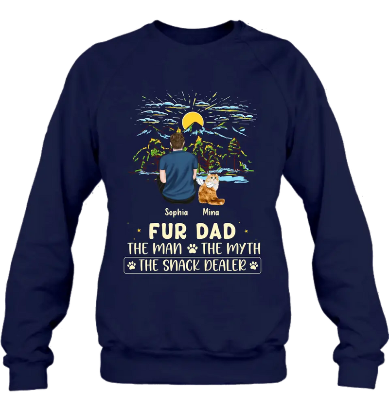Personalized Cat Dad Shirt/Hoodie - Up to 4 Cats - Gift Idea For Father's Day/Cat Lover - Fur Dad The Man The Myth The Snack Dealer