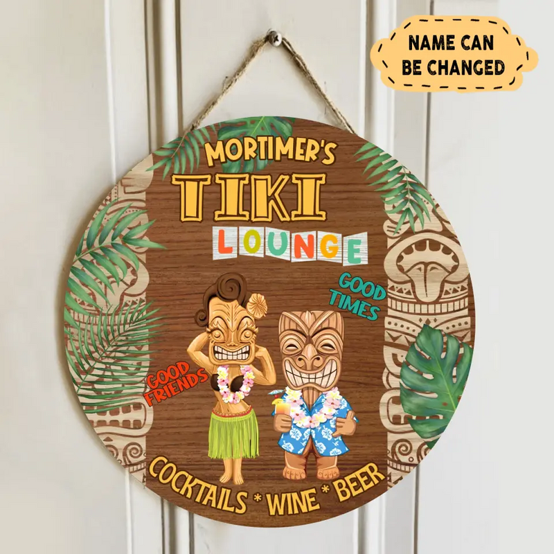Personalized Tiki Lounge Wooden Sign - Gift Idea For Family/Couple