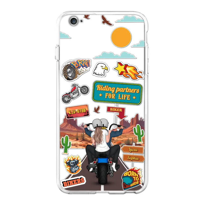 Personalized Motorcycle Couple Phone Case - Gift Idea For Couple/Husband & Wife/Bikers - Transparent Phone Case For iPhone/Samsung