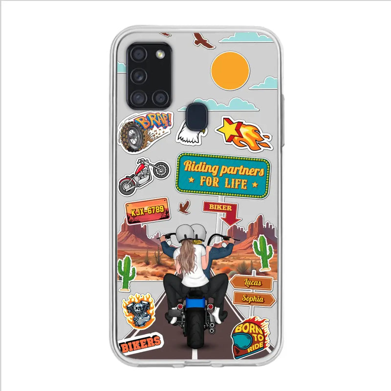 Personalized Motorcycle Couple Phone Case - Gift Idea For Couple/Husband & Wife/Bikers - Transparent Phone Case For iPhone/Samsung