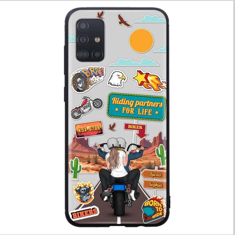 Personalized Motorcycle Couple Phone Case - Gift Idea For Couple/Husband & Wife/Bikers - Transparent Phone Case For iPhone/Samsung
