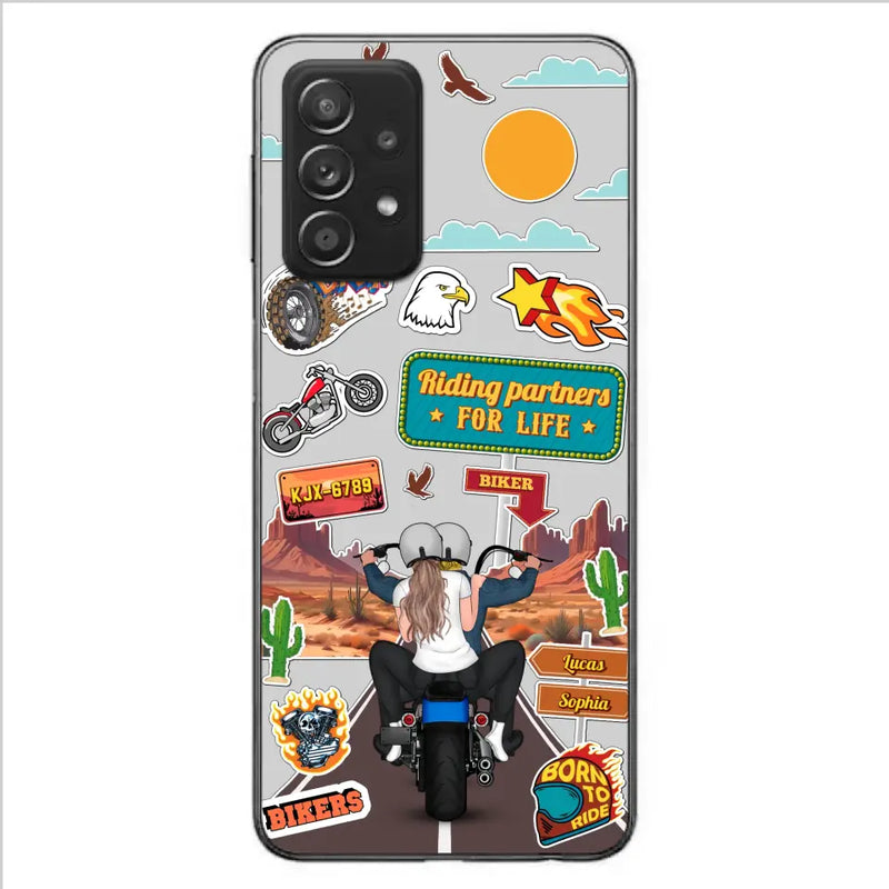 Personalized Motorcycle Couple Phone Case - Gift Idea For Couple/Husband & Wife/Bikers - Transparent Phone Case For iPhone/Samsung
