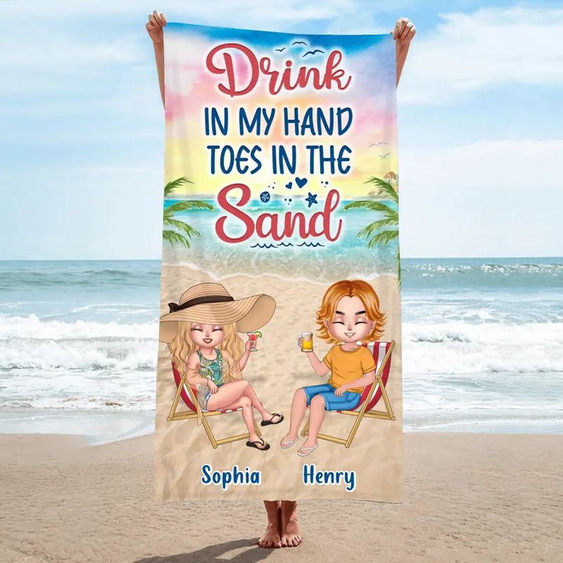 Personalized Couple Beach Towel - Gift Idea For Couple/Friends - I Love You To The Beach And Back