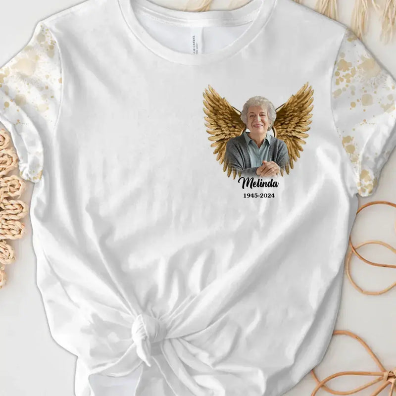 Personalized Memorial AOP T-shirt - Upload Photo - Memorial Gift Idea For Family Member - My Mind Still Talks To You And My Heart Still Looks For You