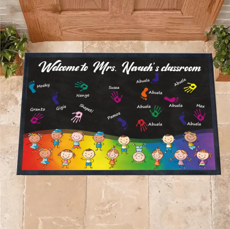 Personalized Welcome To Classroom Doormat - Gift Idea For Teacher/Classroom Decoration