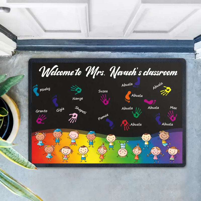 Personalized Welcome To Classroom Doormat - Gift Idea For Teacher/Classroom Decoration