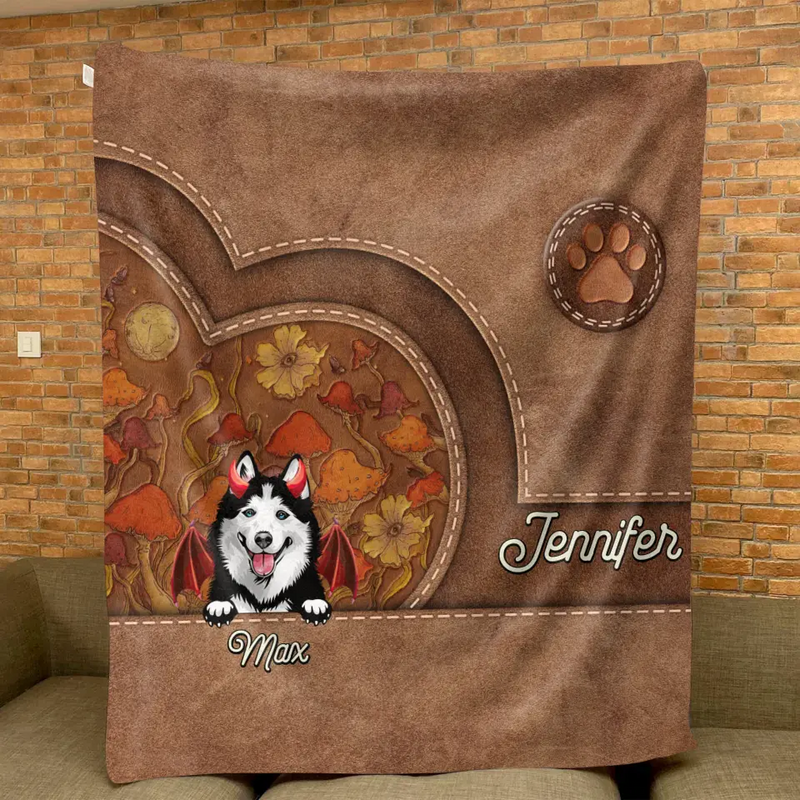 Personalized Dog Halloween Fleece Throw Blanket/Quilt - Gift Idea For Dog Lover - Up to 6 Dogs
