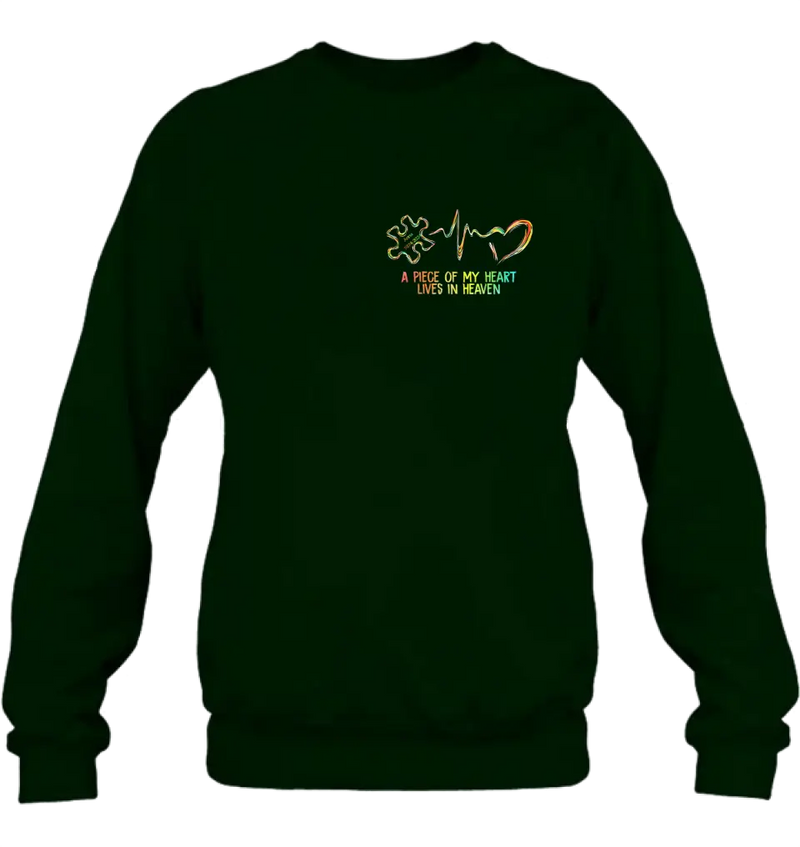 Personalized Memorial T-Shirt/Hoodie - Memorial Gift For Family Member - A Piece Of My Heart Lives In Heaven