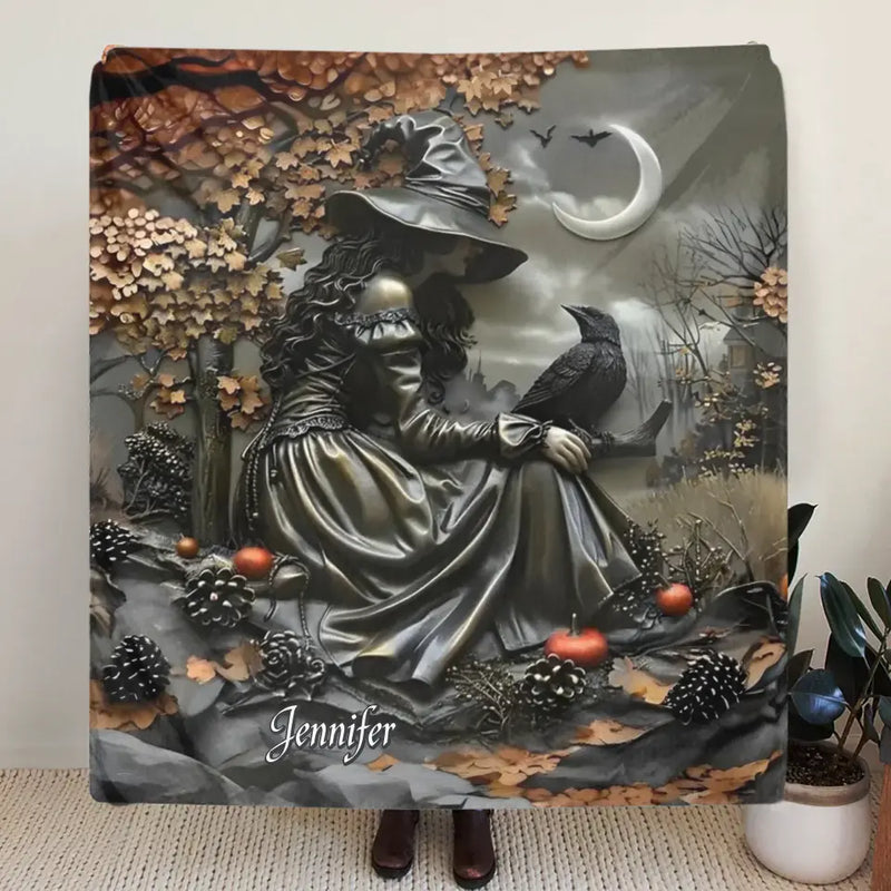Personalized Witch Quilt/Fleece Throw Blanket - Halloween/Birthday Gift Idea For Yourself, Women, Witch Lovers