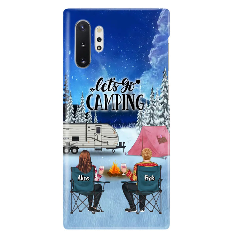 Personalized Christmas Camping Phone Case - Christmas Gift For Family/Couple/Camping Lover - Up to 2 Kids and 3 Pets - Let's Go Camping - Case For iPhone And Samsung