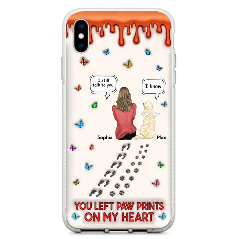 Custom Personalized Memorial Pet Phone Case - Memorial Gift Idea For Pet Owner - Case For iPhone/ Samsung - You Left Paw Prints On My Heart