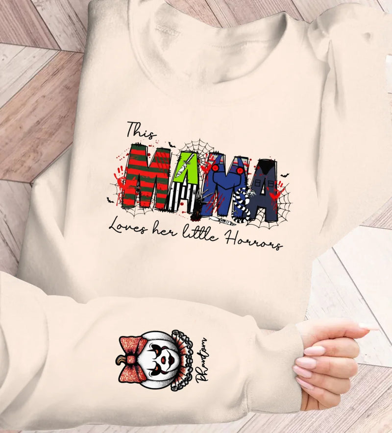 Personalized Mama AOP Sweater - Up to 6 Kids - Halloween Gift Idea For  Mother - This Mama Loves Her Little Horrors