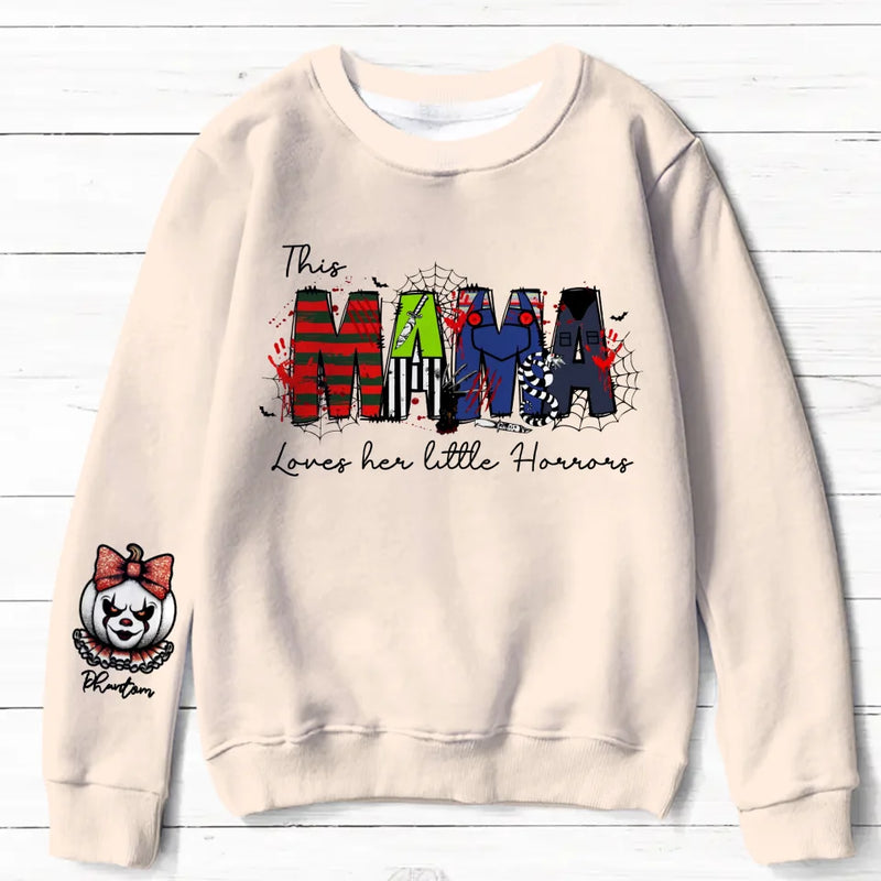 Personalized Mama AOP Sweater - Up to 6 Kids - Halloween Gift Idea For  Mother - This Mama Loves Her Little Horrors