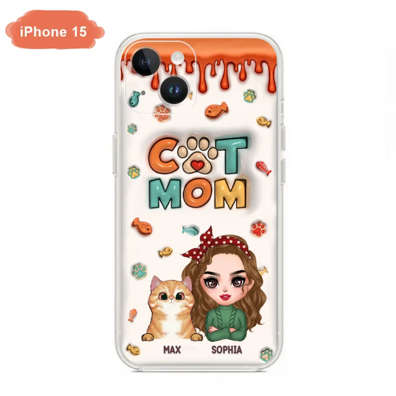 Personalized Cat Mom iPhone/Samsung Phone Case - Christmas Gift Idea For Cat Lover - Up to 4 Cats