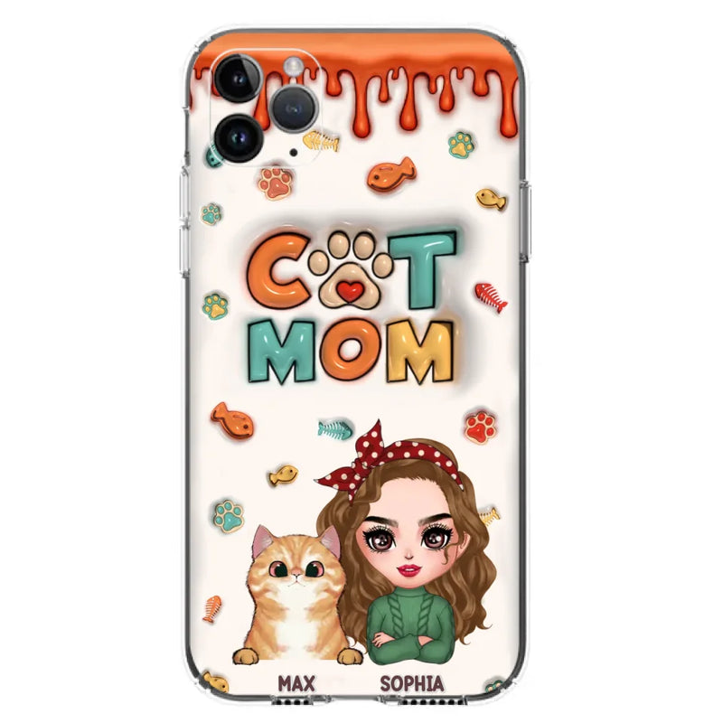 Personalized Cat Mom iPhone/Samsung Phone Case - Christmas Gift Idea For Cat Lover - Up to 4 Cats