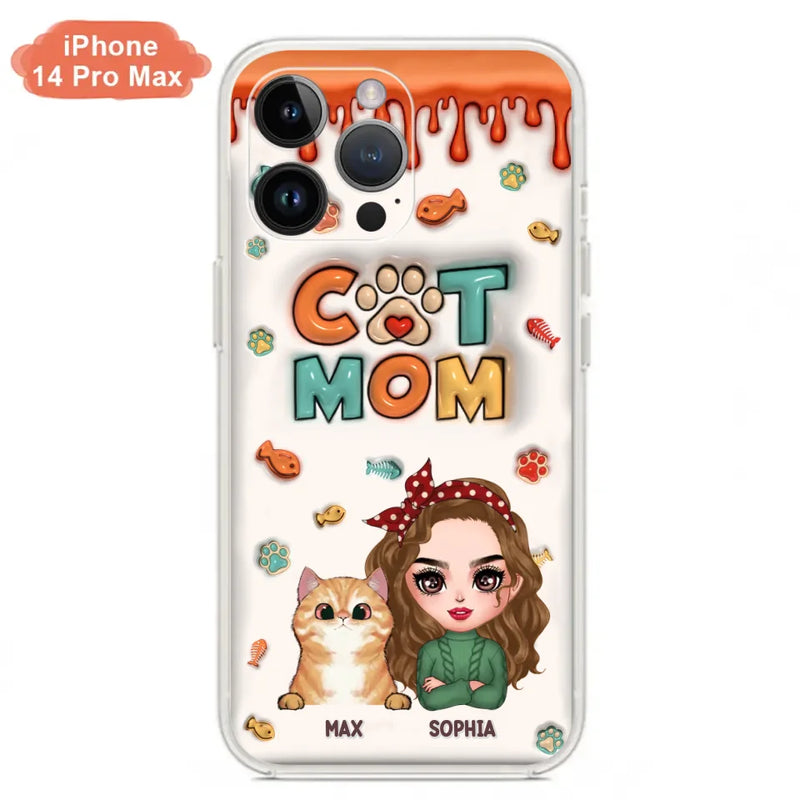 Personalized Cat Mom iPhone/Samsung Phone Case - Christmas Gift Idea For Cat Lover - Up to 4 Cats