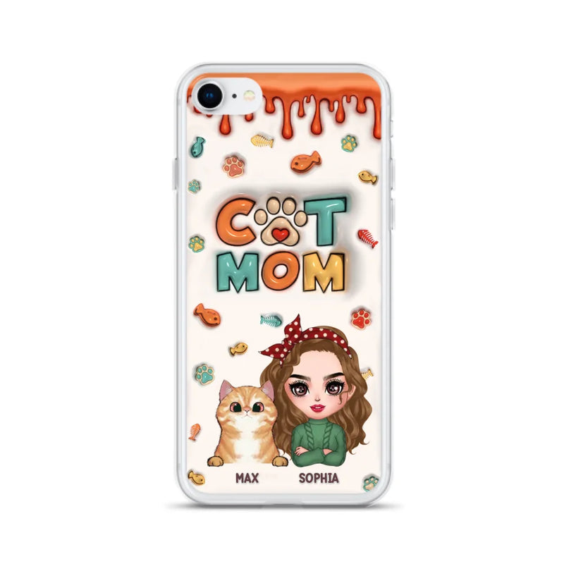 Personalized Cat Mom iPhone/Samsung Phone Case - Christmas Gift Idea For Cat Lover - Up to 4 Cats
