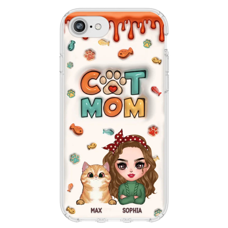Personalized Cat Mom iPhone/Samsung Phone Case - Christmas Gift Idea For Cat Lover - Up to 4 Cats