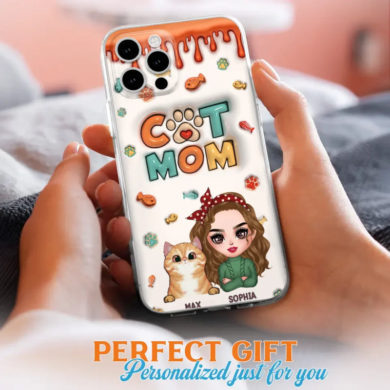 Personalized Cat Mom iPhone/Samsung Phone Case - Christmas Gift Idea For Cat Lover - Up to 4 Cats