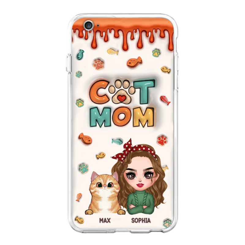 Personalized Cat Mom iPhone/Samsung Phone Case - Christmas Gift Idea For Cat Lover - Up to 4 Cats