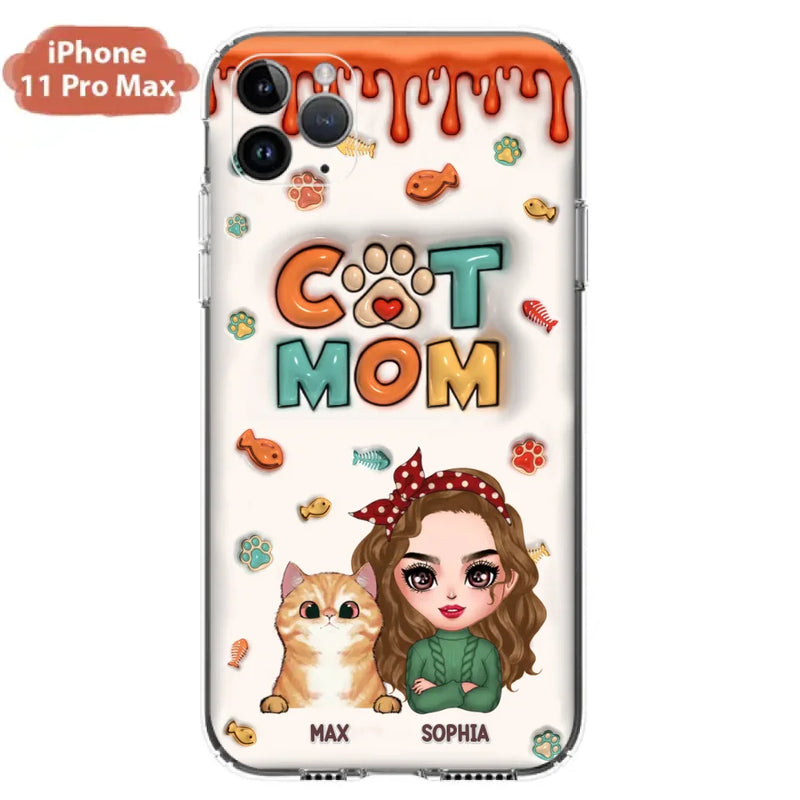 Personalized Cat Mom iPhone/Samsung Phone Case - Christmas Gift Idea For Cat Lover - Up to 4 Cats