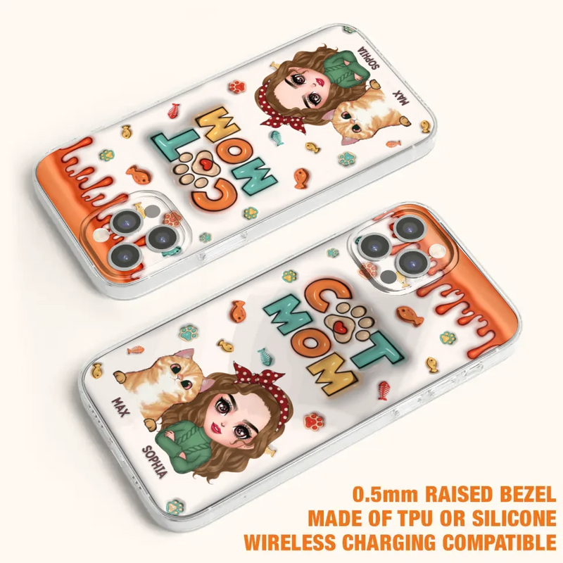 Personalized Cat Mom iPhone/Samsung Phone Case - Christmas Gift Idea For Cat Lover - Up to 4 Cats