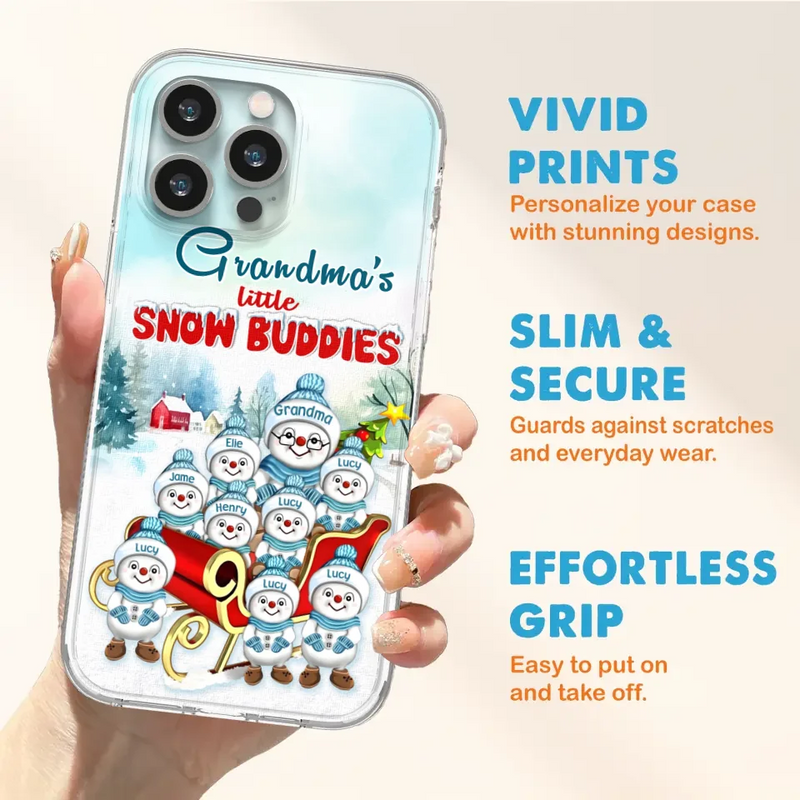 Personalized Grandma Phone Case - Christmas Gift Idea For Grandma - Up to 8 Grandkids - Case For iPhone/ Samsung - Grandma's Little Snow Buddies