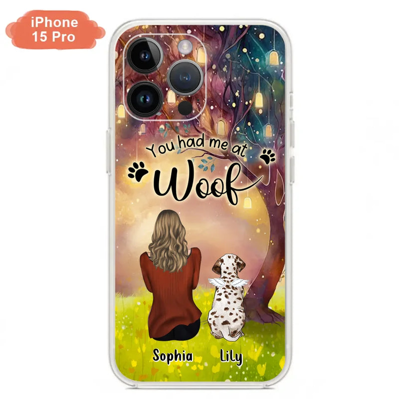 Personalized Memorial Dog Mom Phone Case - Up to 3 Dogs - Memorial Gift Idea for Dog Lovers - You Had Me At Woof