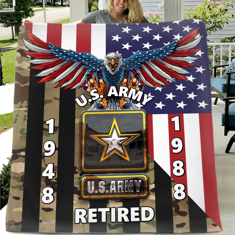Personalized Veteran Quilt/Fleece Throw Blanket - Gift Idea For Veteran