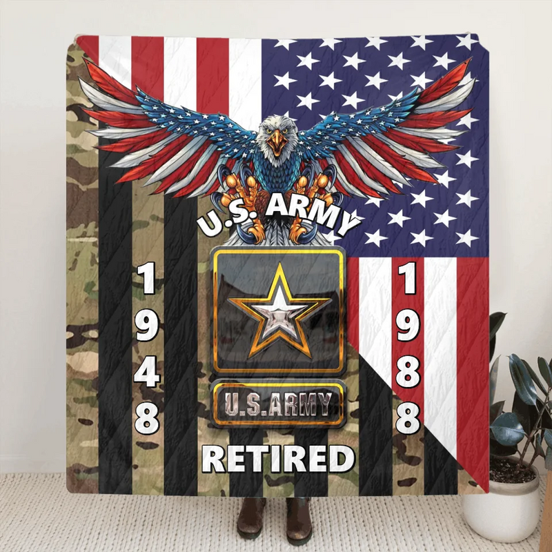 Personalized Veteran Quilt/Fleece Throw Blanket - Gift Idea For Veteran