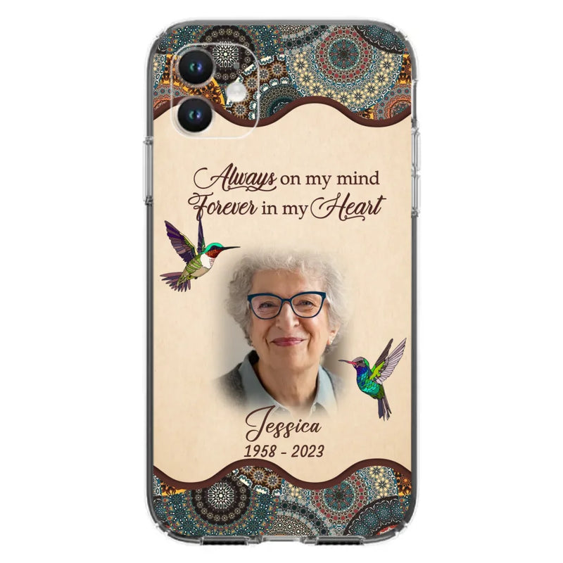 Personalized Memorial Photo Phone Case - Memorial Gift Idea For Mother's Day/Father's Day - Always On My Mind, Forever In My Heart - Case For iPhone/Samsung