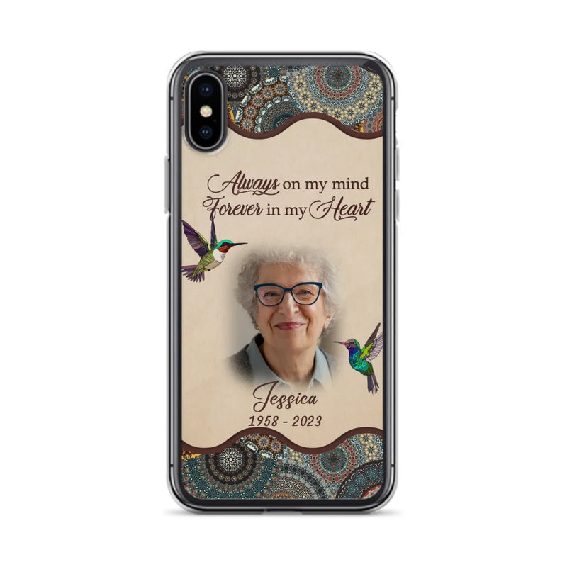 Personalized Memorial Photo Phone Case - Memorial Gift Idea For Mother's Day/Father's Day - Always On My Mind, Forever In My Heart - Case For iPhone/Samsung