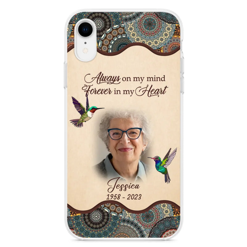 Personalized Memorial Photo Phone Case - Memorial Gift Idea For Mother's Day/Father's Day - Always On My Mind, Forever In My Heart - Case For iPhone/Samsung