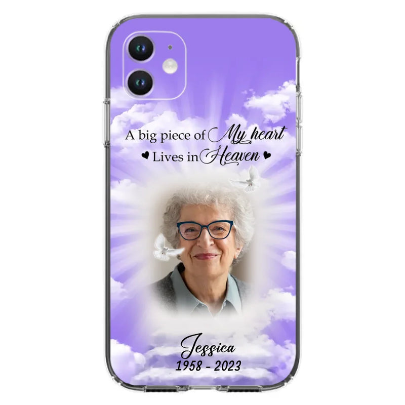 Personalized Memorial Photo Phone Case - Memorial Gift Idea For Mother's Day/Father's Day - A Big Piece Of My Heart Lives In Heaven - Case For iPhone/Samsung