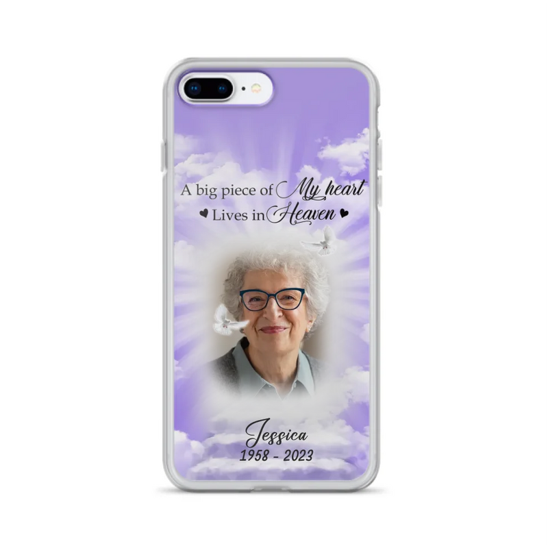 Personalized Memorial Photo Phone Case - Memorial Gift Idea For Mother's Day/Father's Day - A Big Piece Of My Heart Lives In Heaven - Case For iPhone/Samsung