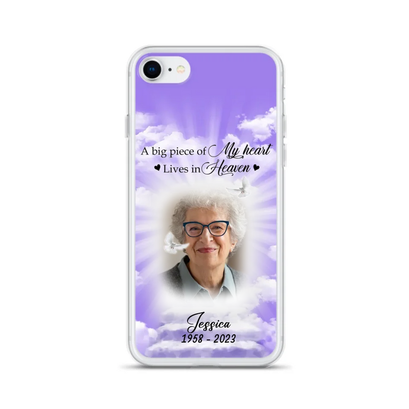 Personalized Memorial Photo Phone Case - Memorial Gift Idea For Mother's Day/Father's Day - A Big Piece Of My Heart Lives In Heaven - Case For iPhone/Samsung