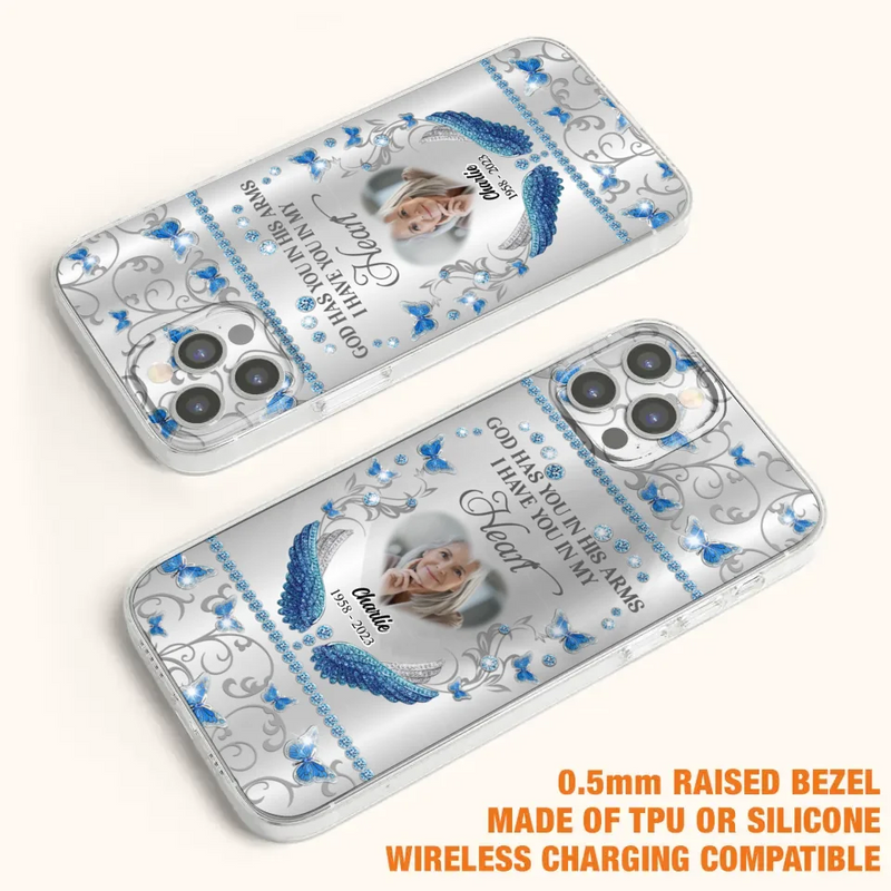 Personalized Memorial Photo Phone Case - Memorial Gift Idea for Mother's Day/Father's Day - God Has You In His Arms I Have You In My Heart - Cases For iPhone/Samsung