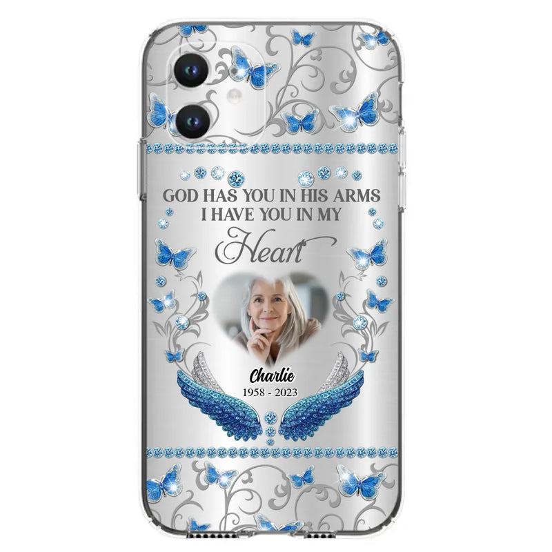 Personalized Memorial Photo Phone Case - Memorial Gift Idea for Mother's Day/Father's Day - God Has You In His Arms I Have You In My Heart - Cases For iPhone/Samsung