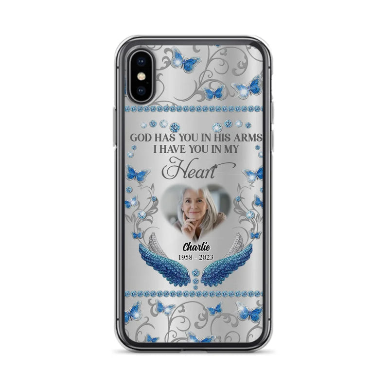 Personalized Memorial Photo Phone Case - Memorial Gift Idea for Mother's Day/Father's Day - God Has You In His Arms I Have You In My Heart - Cases For iPhone/Samsung