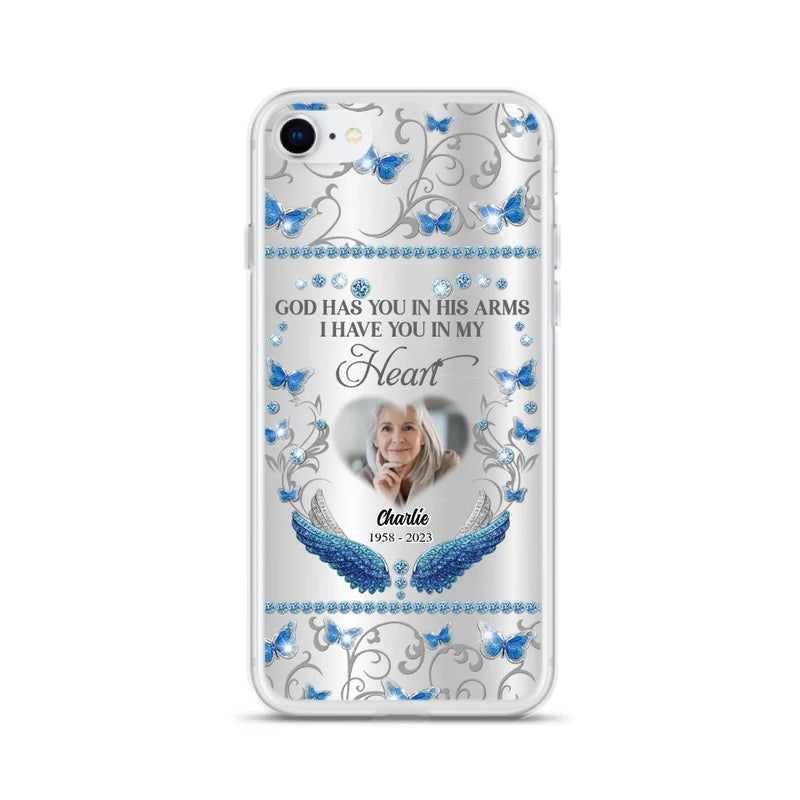 Personalized Memorial Photo Phone Case - Memorial Gift Idea for Mother's Day/Father's Day - God Has You In His Arms I Have You In My Heart - Cases For iPhone/Samsung