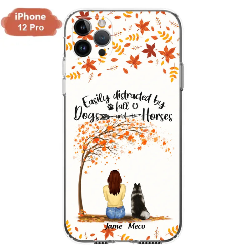Custom Personalized Horse Dog Mom In Autumn Phone Case - Upto 3 Horses/ Dogs  - Case For iPhone And Samsung