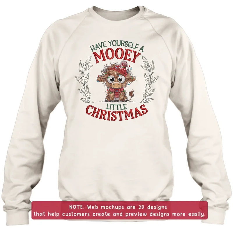Personalized Cow Embroidered Sweatshirt - Gift Idea For Christmas - Have Yourself A Mooey Little Christmas