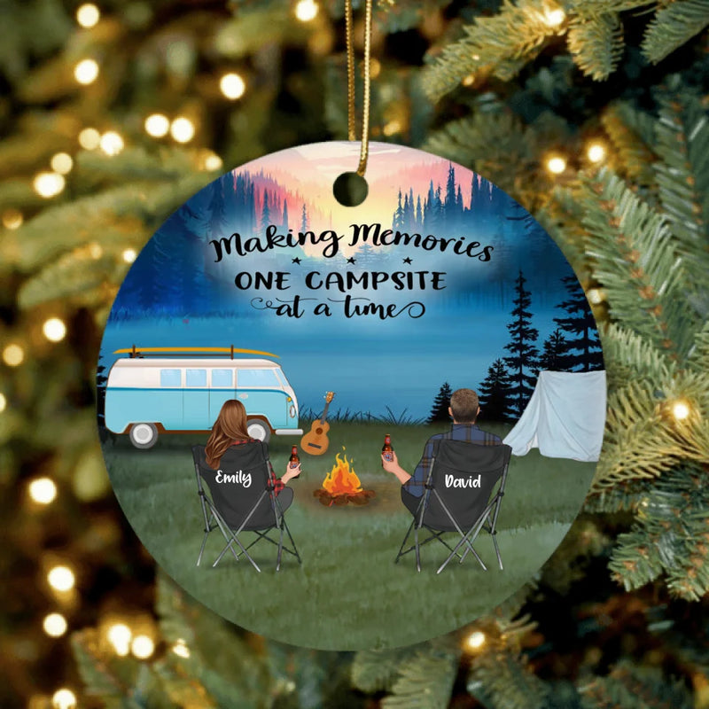 Personalized Camping Ornament- Couple/Parents With Up to 6 Kids, 6 Pets - Making Memories One Campsite At A Time - Full Option - Q3VZTZ