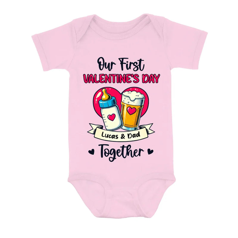Personalized Our First Valentine's Day T-Shirt/Baby Onesie - Valentine's Day Gift Idea For Dad