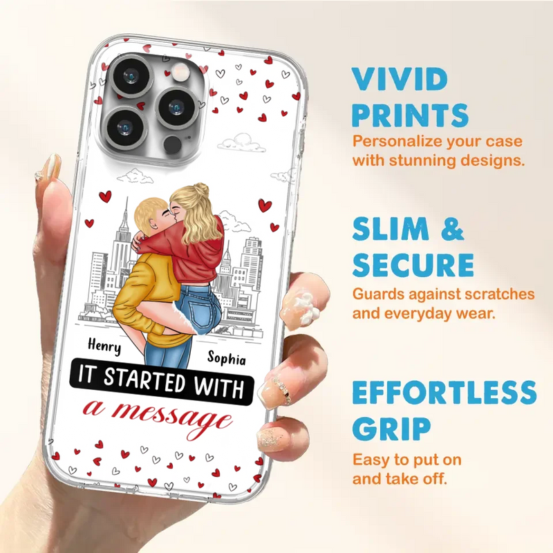 Custom Personalized Couple Phone Case For iPhone/ Samsung - Gift Idea For Couple - It Started With A Message