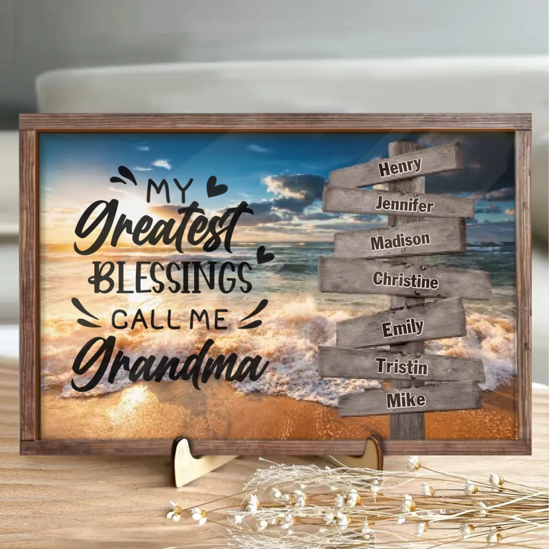 Custom Grandma & Grandkids Wooden Art - Gift Idea For Grandma/ Grandkid - My Greatest Blessings Call Me Grandma