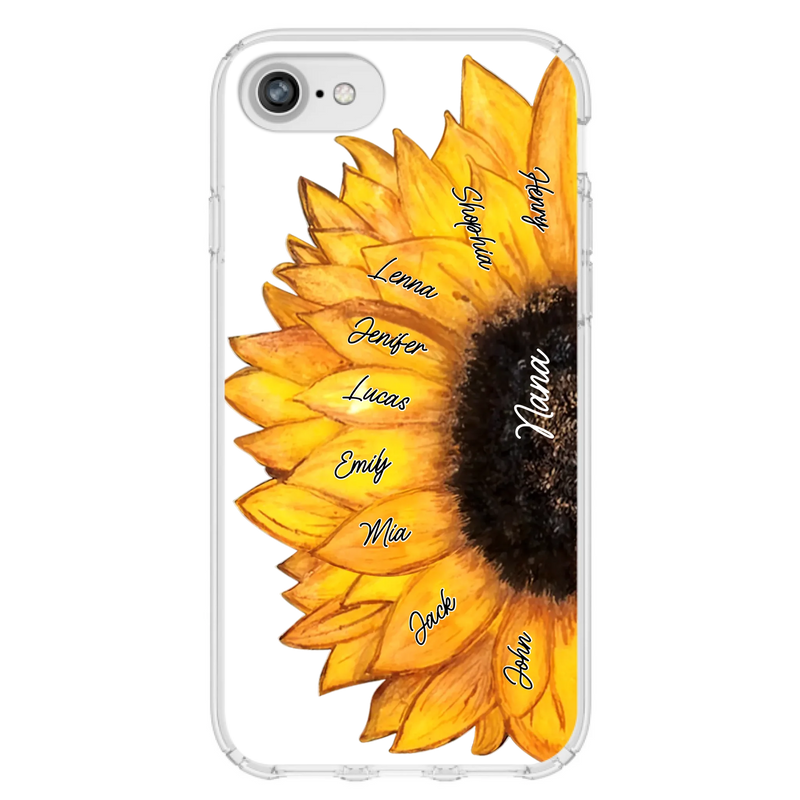Personalized Sunflower Grandma Phone Case - Up to 9 Kids - Mother's Day Gift Idea for Mom/Grandma